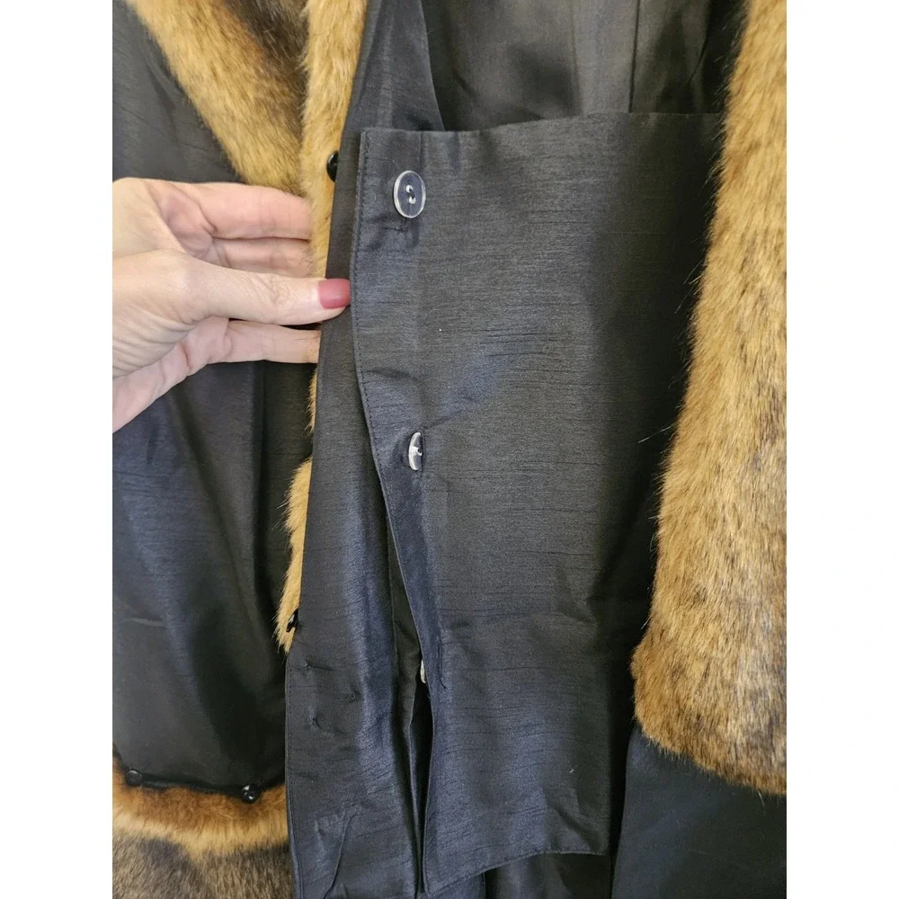 ASHRO Black Blazer Jacket Sz 8 Faux Fur‎ Collar Cuffs Rhinestone Clasp Formal... - Picture 4 of 6